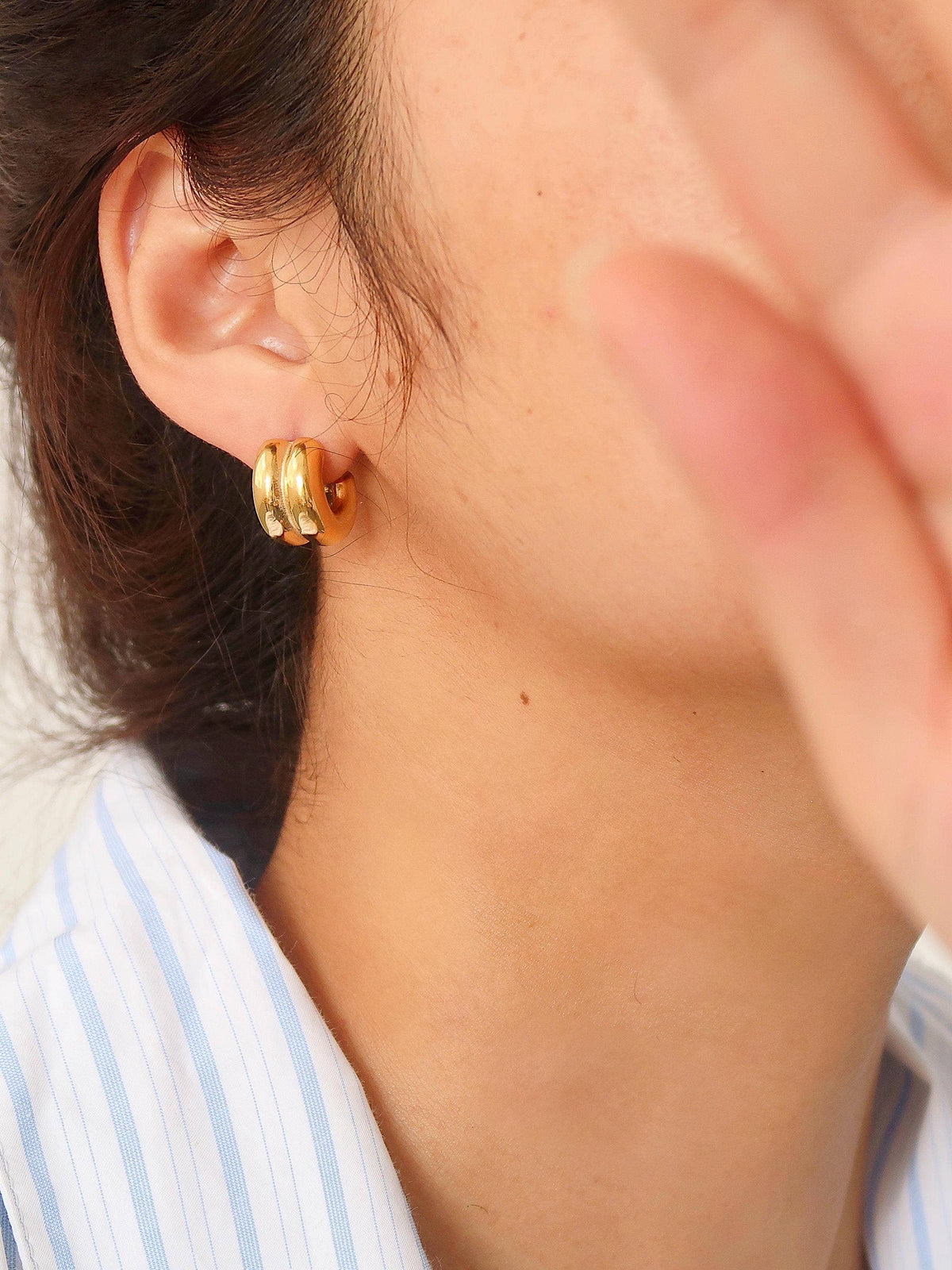 Non-Tarnish Double C-Hoop Earrings