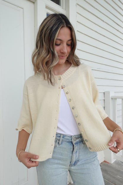 Stacey Half Sleeve Cardigan - Butter