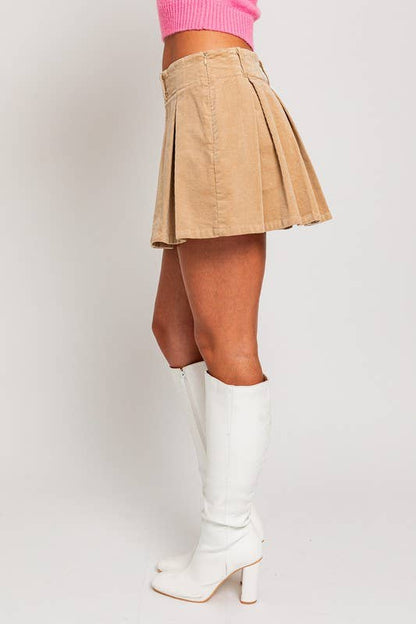 Rory Pleated Corduroy Skirt