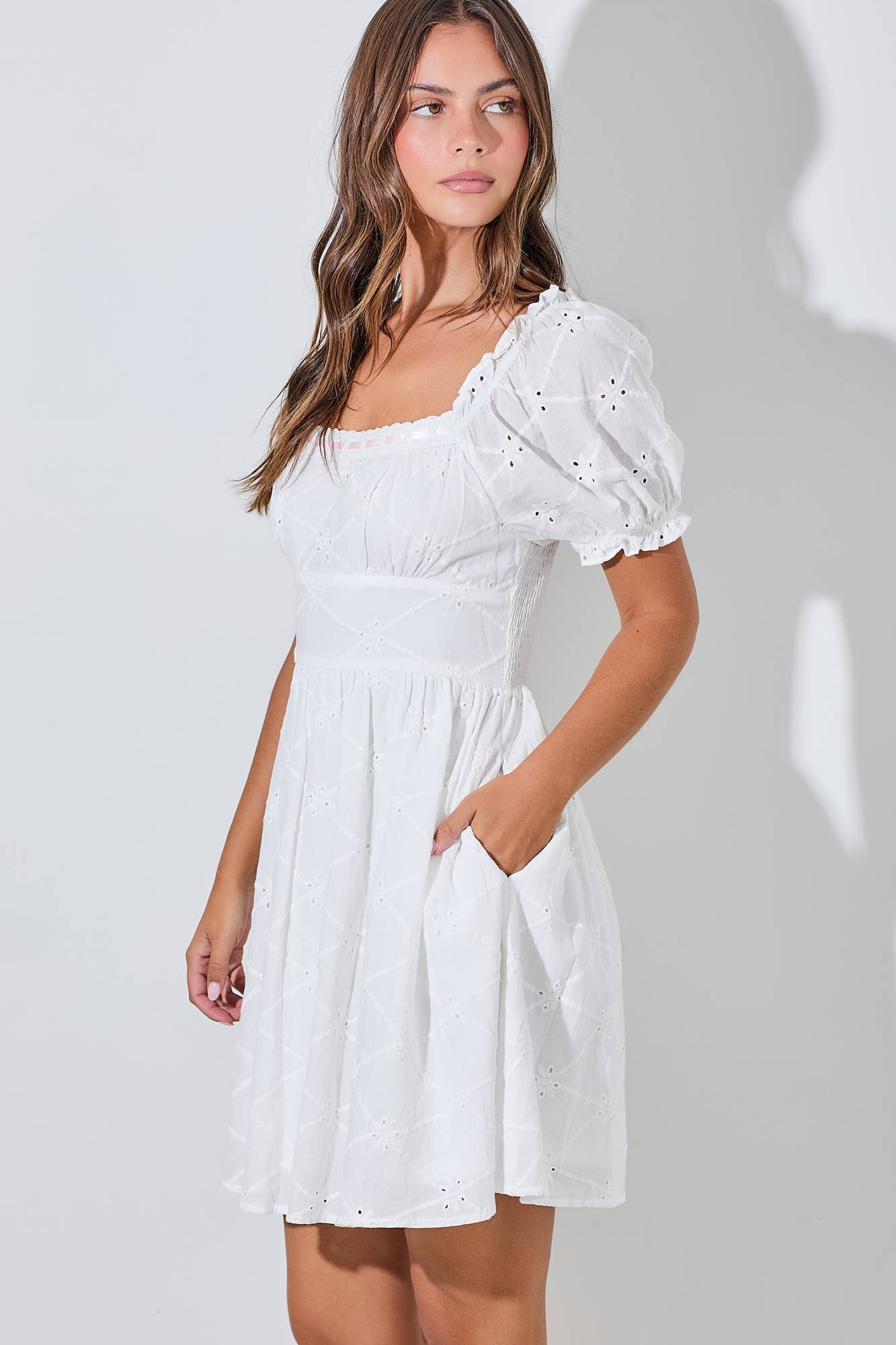 Amélie Eyelet Mini Dress
